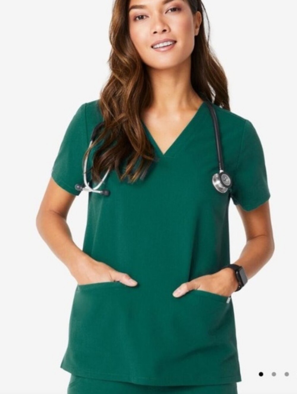 FIGS Hunter Green Women’s V-Neck Two Pocket Scrub Top XL